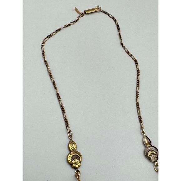 Vintage Sadie Green Antique Style Victorian Pendant Necklace with Red Glass - Picture 7 of 11